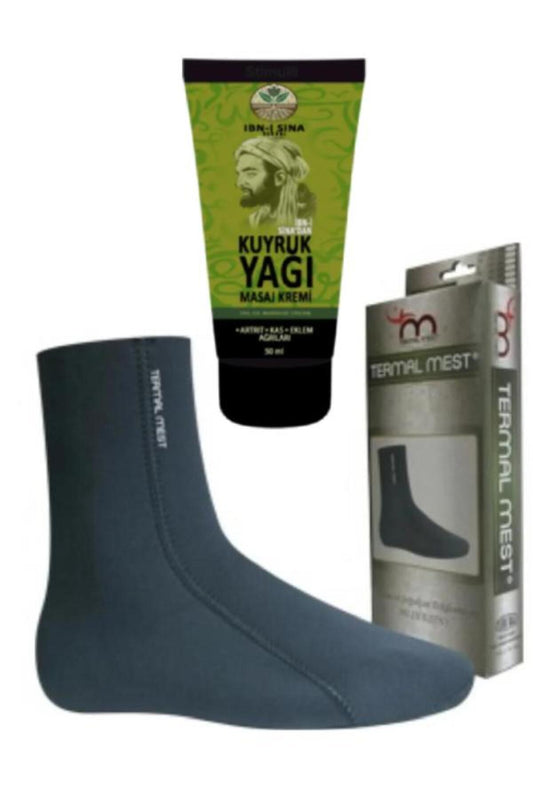 İbni Sina Kuyruk Yağı Masaj Kremi 50 ml Su ve Isı geçirmeyen Mest Çorap (M)