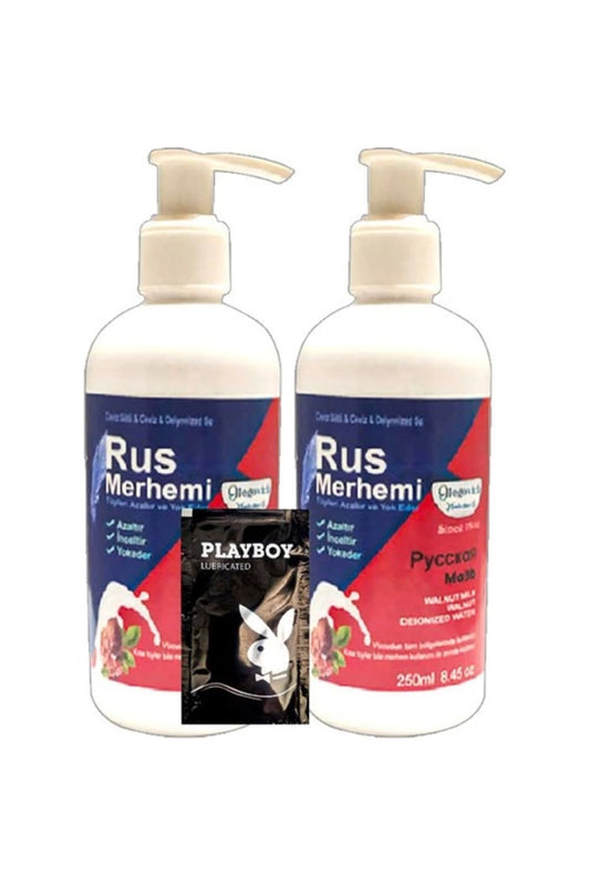Playboy Tüy Dökücü Krem2 Adet x 250 ml Ceviz Sütlü & Cevizli Rus Merhemi + Yanında Jel