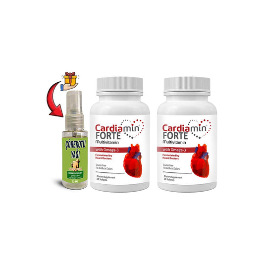 Cardiamin Forte 2 Kutu Multivitaminli Omega3lü 60 Soft Jel Kapsüllü Formül + Çörek Otu Yağı 30 ml