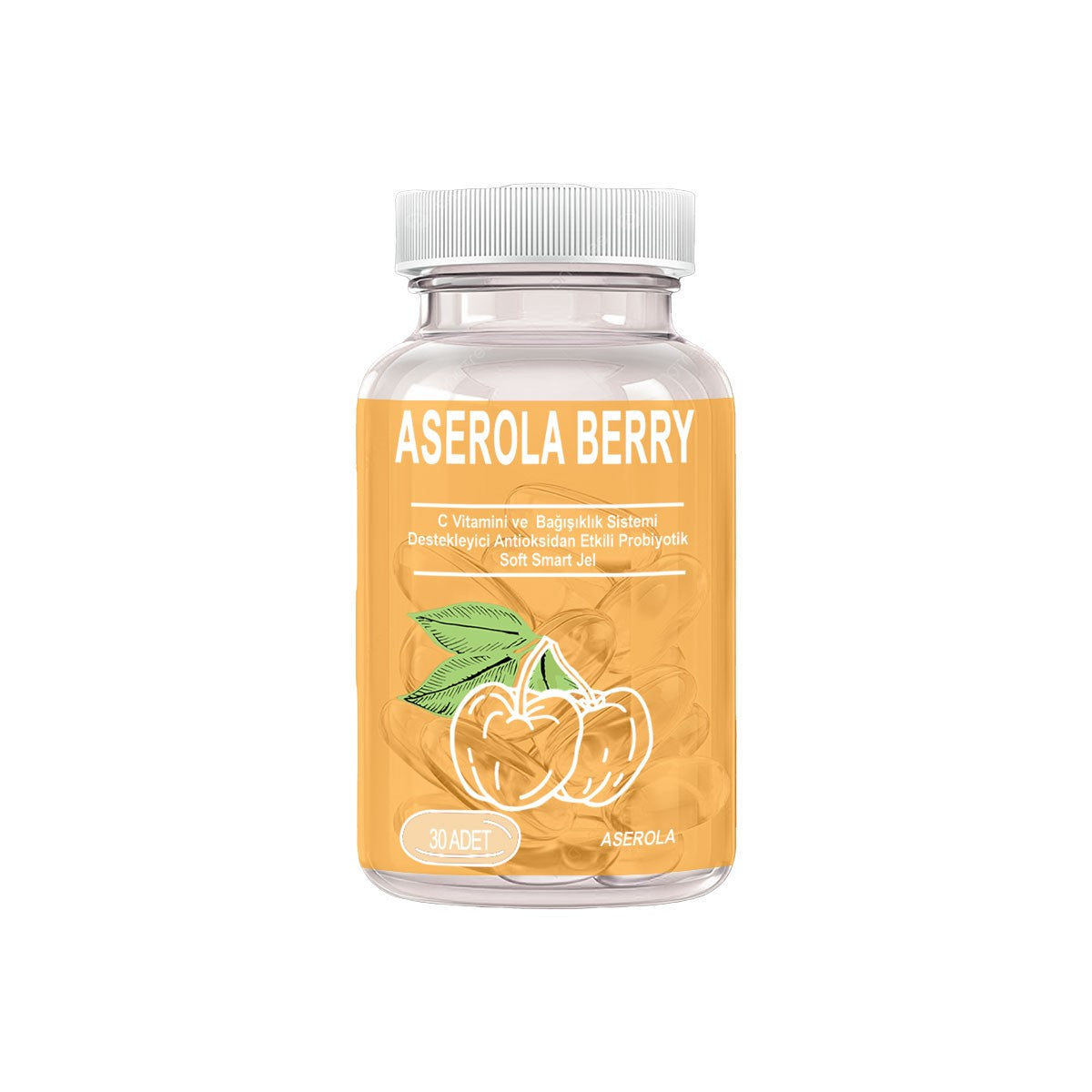 Aserola Berry 1 Kutu Aserola Ekstratlı C Vitaminli Antioksidanlı Probiyotik 30lu Soft Jel Kapsüller